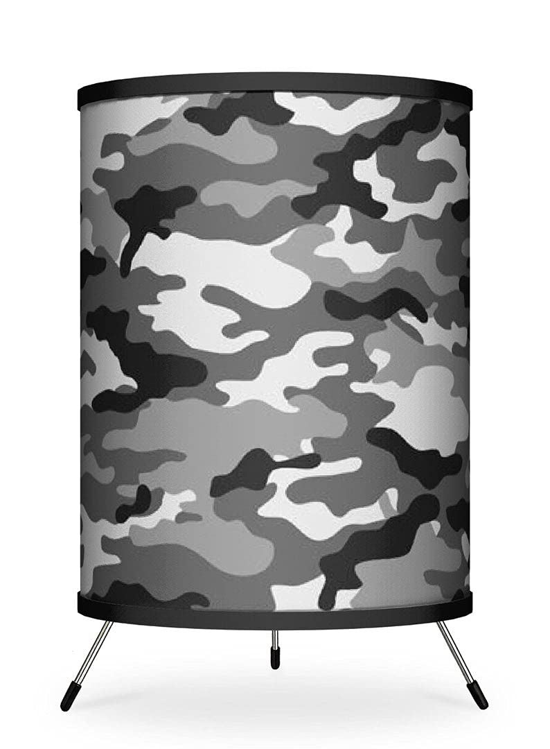 Black Camo Tripod Table Lamp - Boys Bedroom Lighting & Hunting Decor Gift for Home & Camping