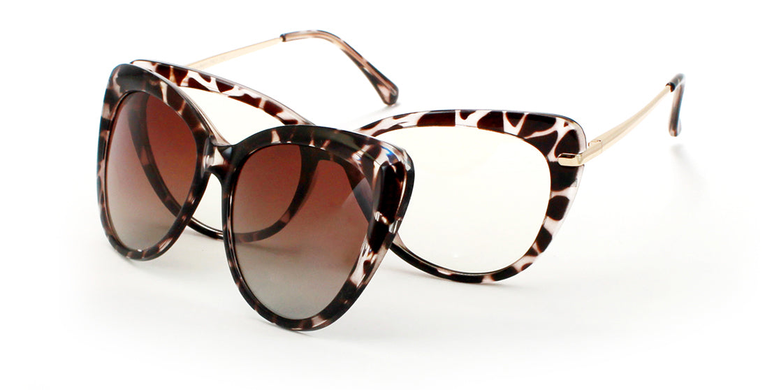 Clip-On Sunglasses 7747 - Polarized Black Marble Frame for Men & Women | UV Protection, Lightweight & Comfortable | Perfect for Driving, Outdoor Sports & Travel