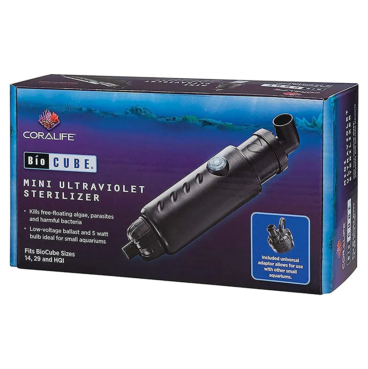 Coralife BioCube Mini UV Sterilizer V2 - 5W Compact Aquarium Water Purifier for Nano Reef Tanks & Small Fish Tanks | Eliminates Harmful Bacteria & Algae