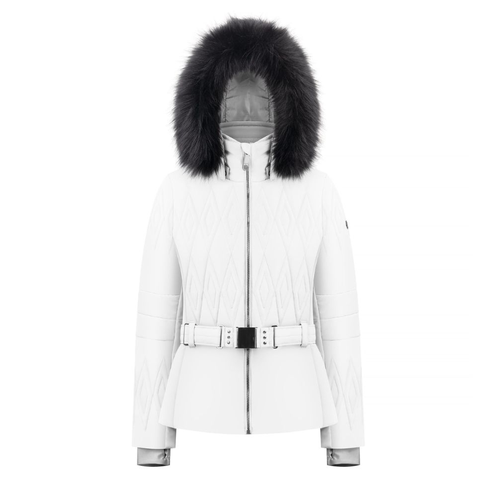 Women's White Hybrid Stretch Ski Jacket - Waterproof Winter Coat for Skiing, Snowboarding & Outdoor Activities | Poivre Blanc