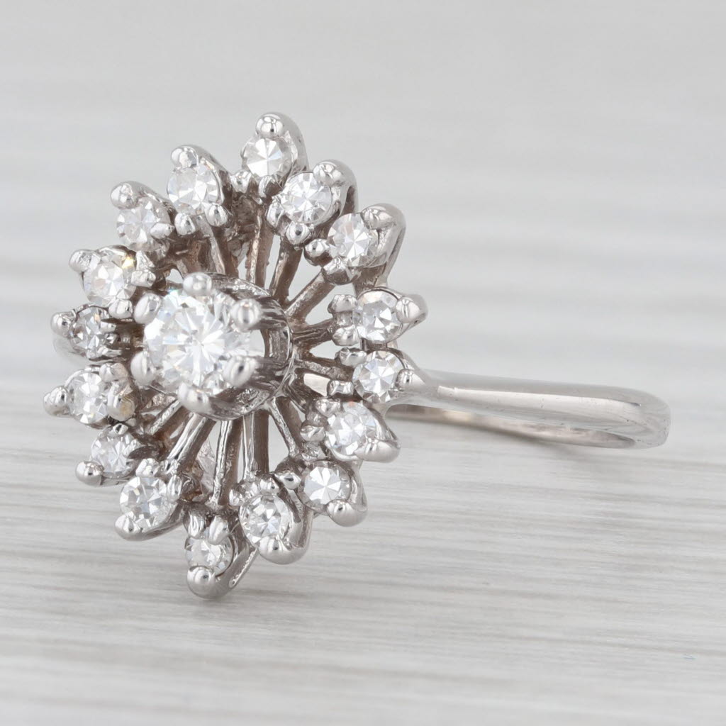 0.36ctw Round Diamond Halo Engagement Ring - 14k White Gold Size 6 - Perfect for Proposals, Anniversaries & Bridal Jewelry Gifts