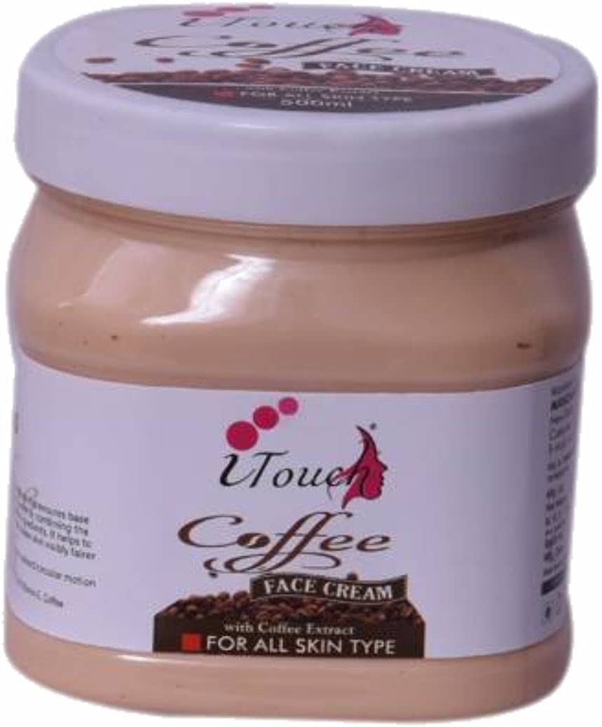 I TOUCH Herbal Coffee Cream for Face & Body - Moisturizing, Whitening & Brightening Cream | Softening & Nourishing Facial & Body Lotion (500ml) | Perfect for Dry Skin, Night Care & Daily Hydration