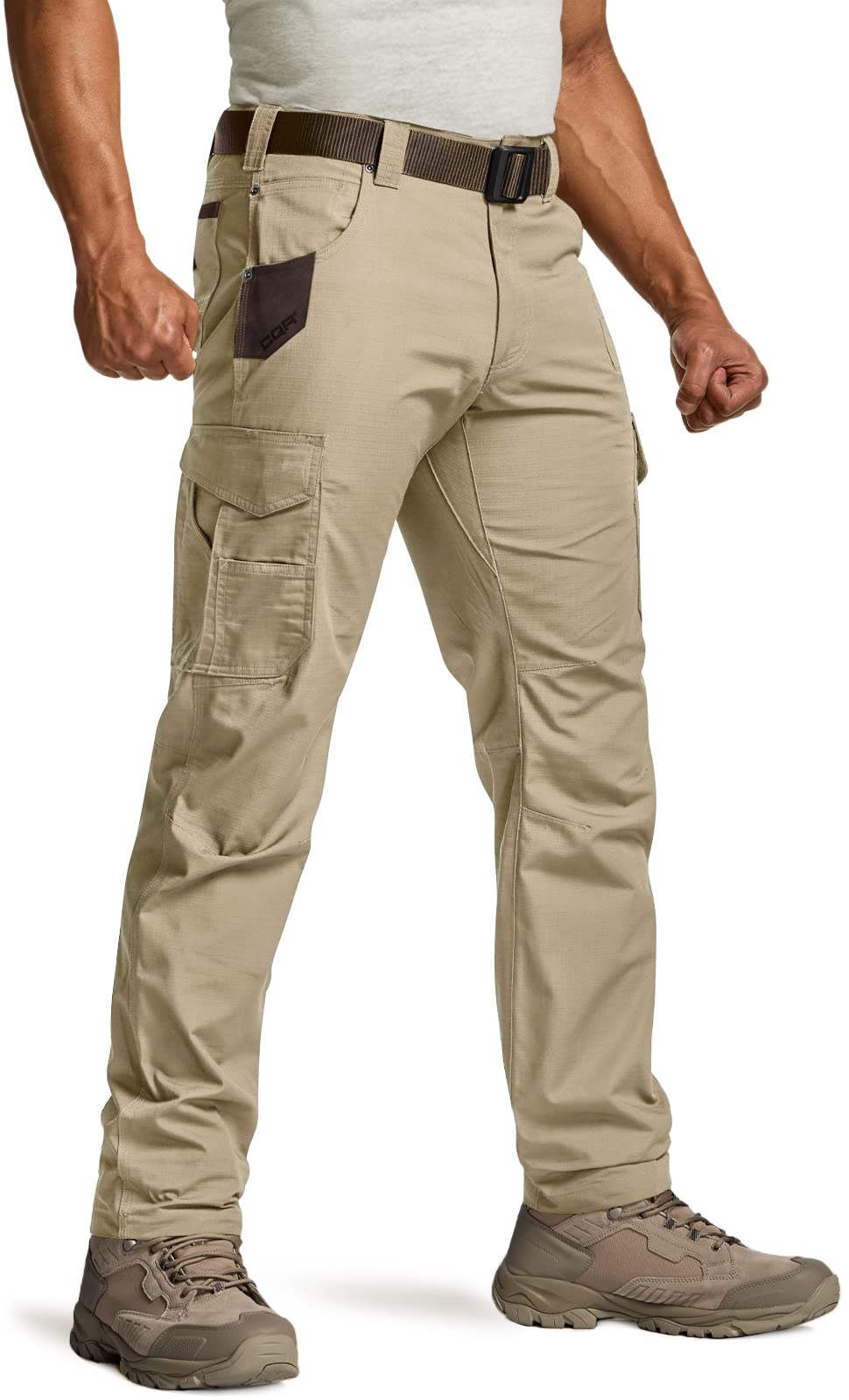 CQR Men's Tactical Ripstop Work Pants - Water Resistant Outdoor Utility Cargo Pants for Hiking, Camping & EDC | Straight Fit Durable Operator Pants