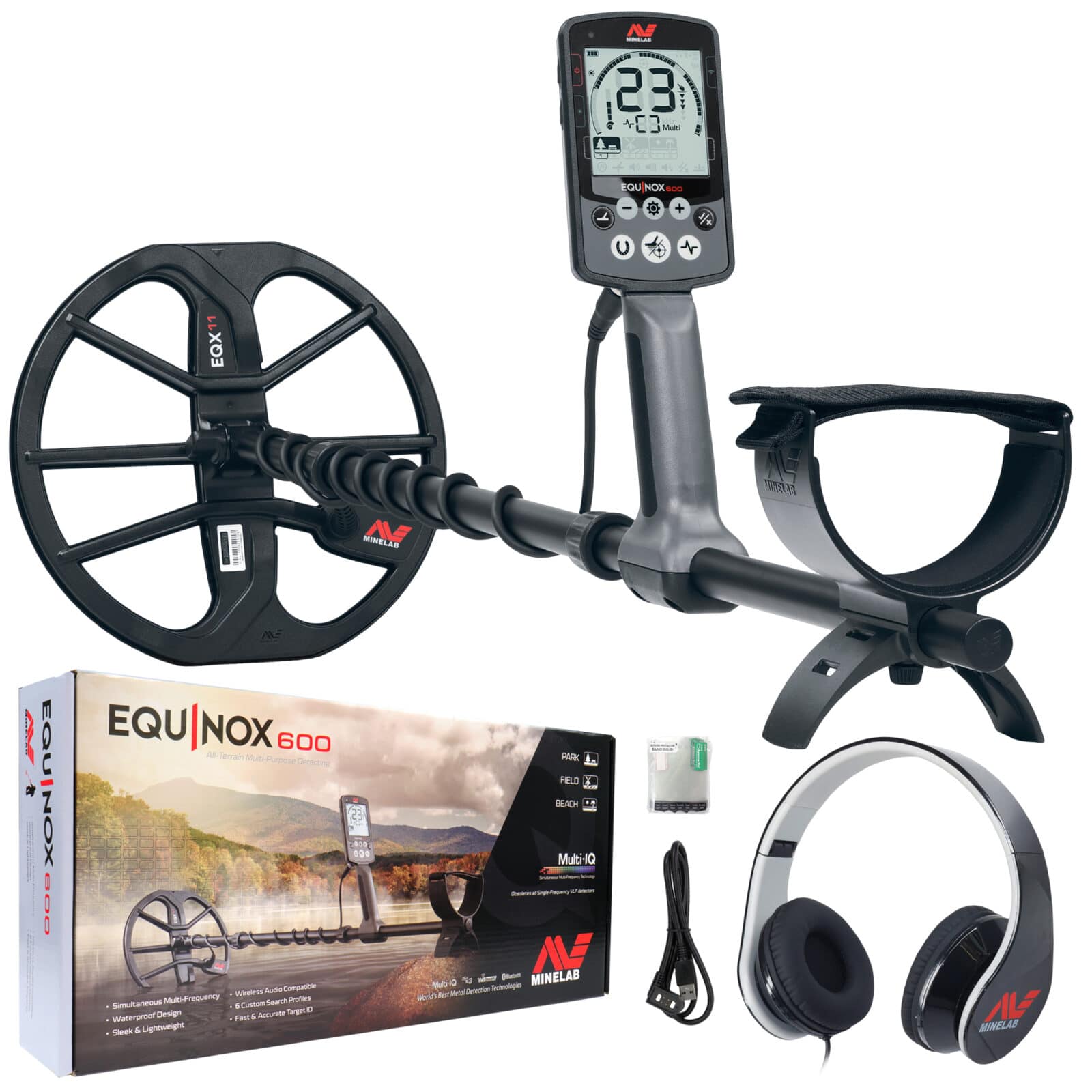 Minelab EQUINOX 600 Multi IQ Metal Detector - Waterproof & Wireless for Treasure Hunting, Beach & Gold Prospecting - Open Box Special