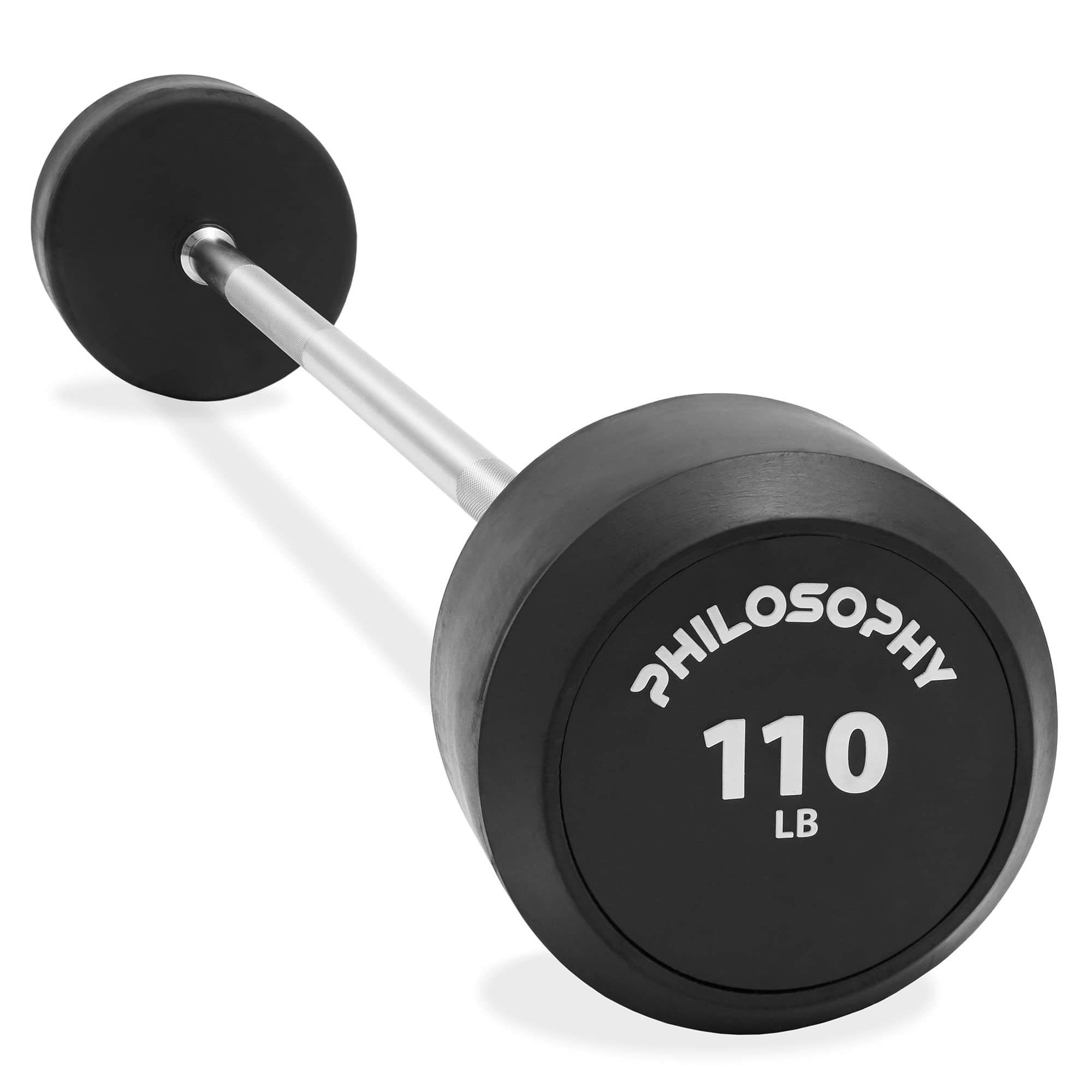 Philosophy Gym Rubber Fixed Barbell - Pre-Loaded Weight Straight Bar for Strength Training, Weightlifting & CrossFit | Perfect for Home Gym, Powerlifting & Functional Fitness Workouts