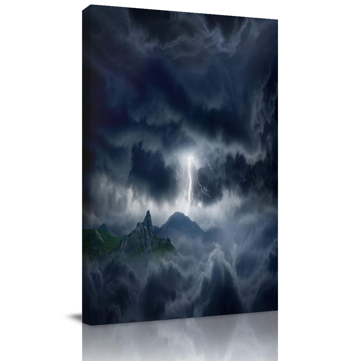 Abstract Storm Lightning Sky Canvas Wall Art Print - Framed Ready to Hang Painting for Bedroom, Bathroom, Kitchen Decor (36x24 Inches) - Perfect Gift for Home & Office Wall Decoration