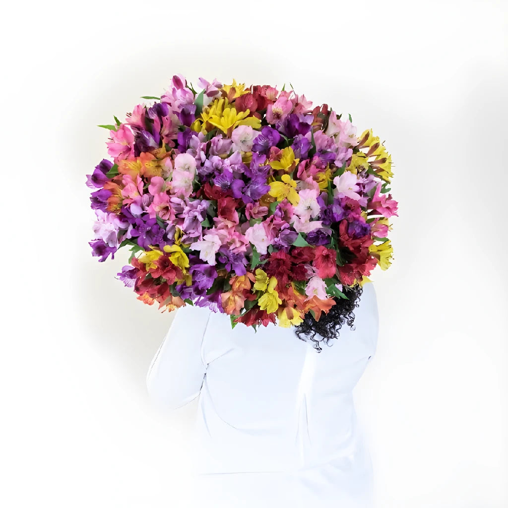 Alstroemeria Spiral Valentine's Day Flower Bouquet - Fresh Cut Peruvian Lily Arrangement for Romantic Gifts, Anniversaries & Weddings