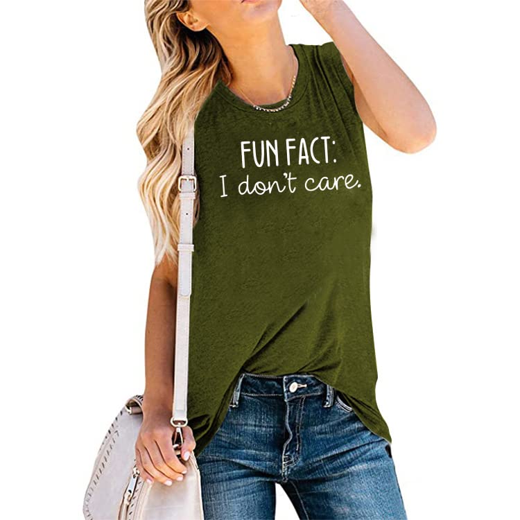 BYIMONN Women's Sleeveless Graphic Tank Top - Fun 'I Don't Care' Print Casual Summer Tee Shirt for Beach, Music Festivals & Everyday Wear