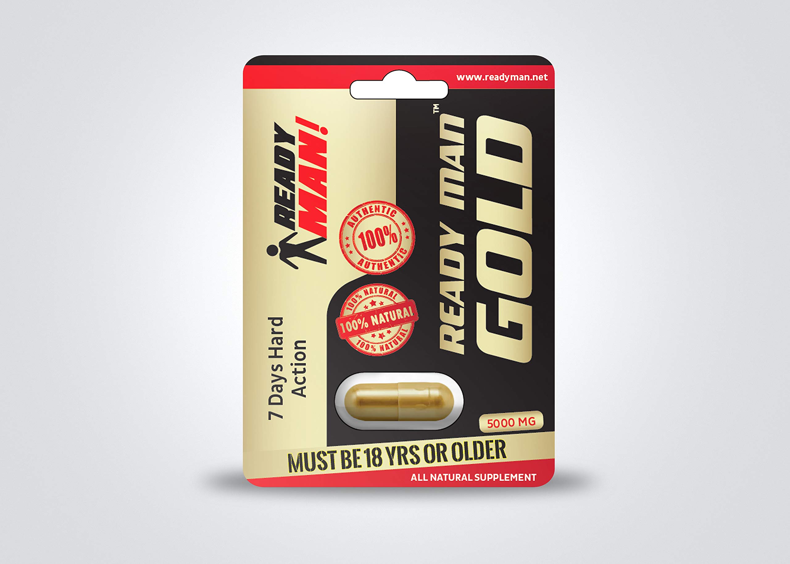 Ready Man Gold #1 Male Enhancement Supplement - 5 Pills - Boost Performance & Stamina - Perfect for Men's Health & Intimacy