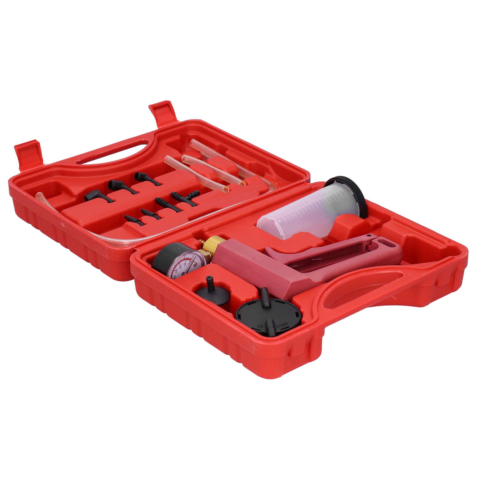 Acouto Handheld Vacuum Pressure Pump Tester Tool - Brake Bleeder Kit with Adapters & Connectors in Toolbox | Perfect for Automotive Repair, DIY Brake Maintenance & Hydraulic System Testing