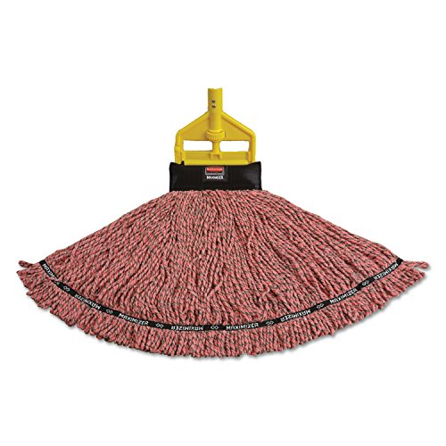RUBBERMAID COMMERCIAL PRO Maximizer Blended Mop Heads - Large Size, Red Color (6-Pack) - Heavy Duty Cleaning for Restaurants, Hospitals & Commercial Spaces