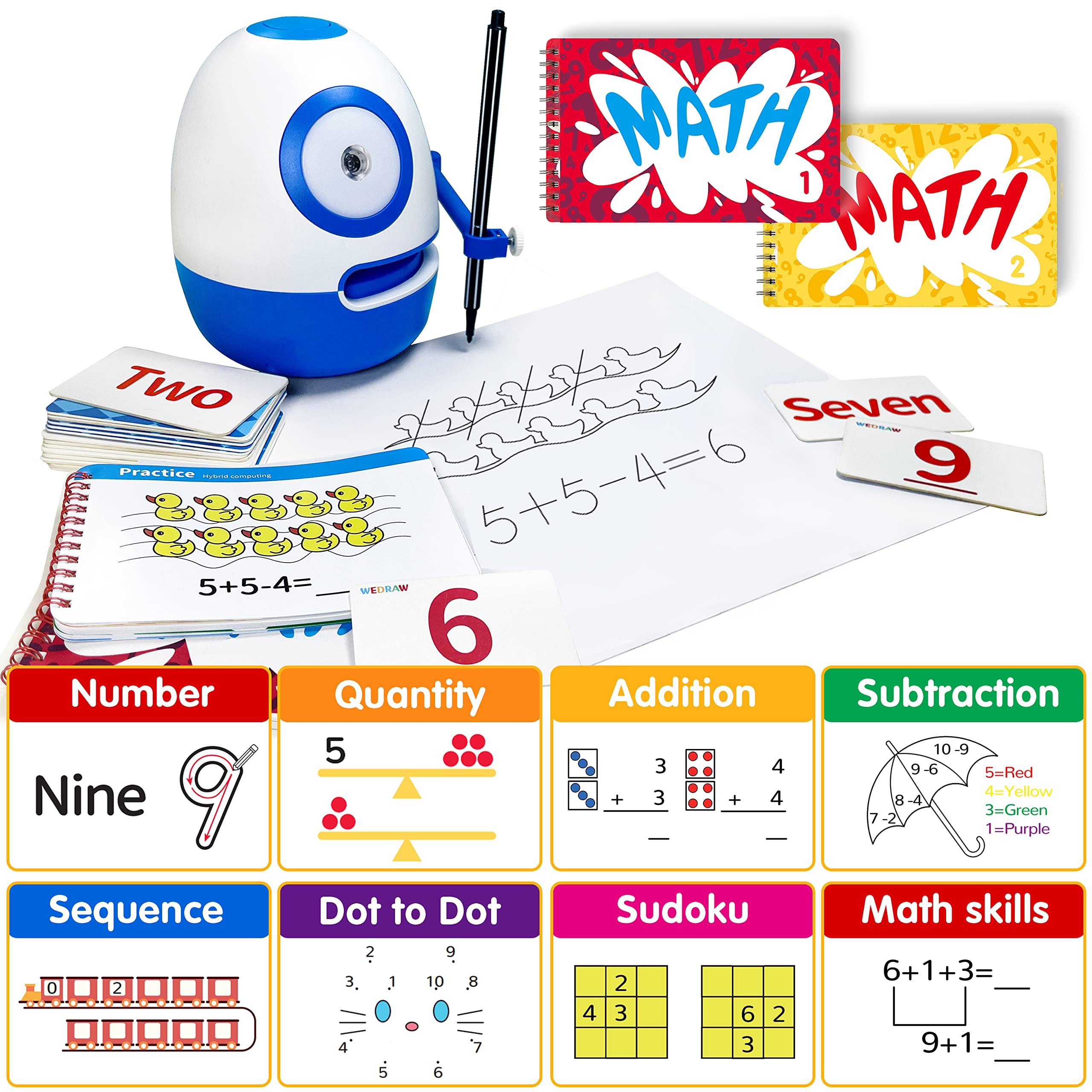 WEDRAW STEM Educational Robot Toy for Kids Ages 3-8 | Math Learning Game System with 500+ Lessons for Preschool, Kindergarten & Grade 1 | Interactive Story-Based Learning | Perfect Birthday Gift for Boys & Girls | Homeschool & Classroom Learning Tool