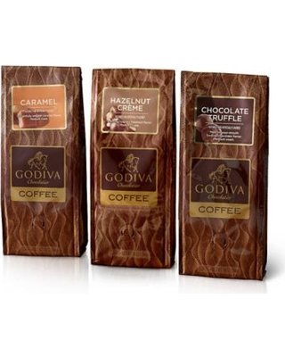 Godiva Chocolatier 3-Piece Coffee Gift Set - 10oz Hazelnut Creme, Chocolate Truffle & Caramel Flavored Coffee | Perfect for Gifts, Office Treats & Holiday Celebrations