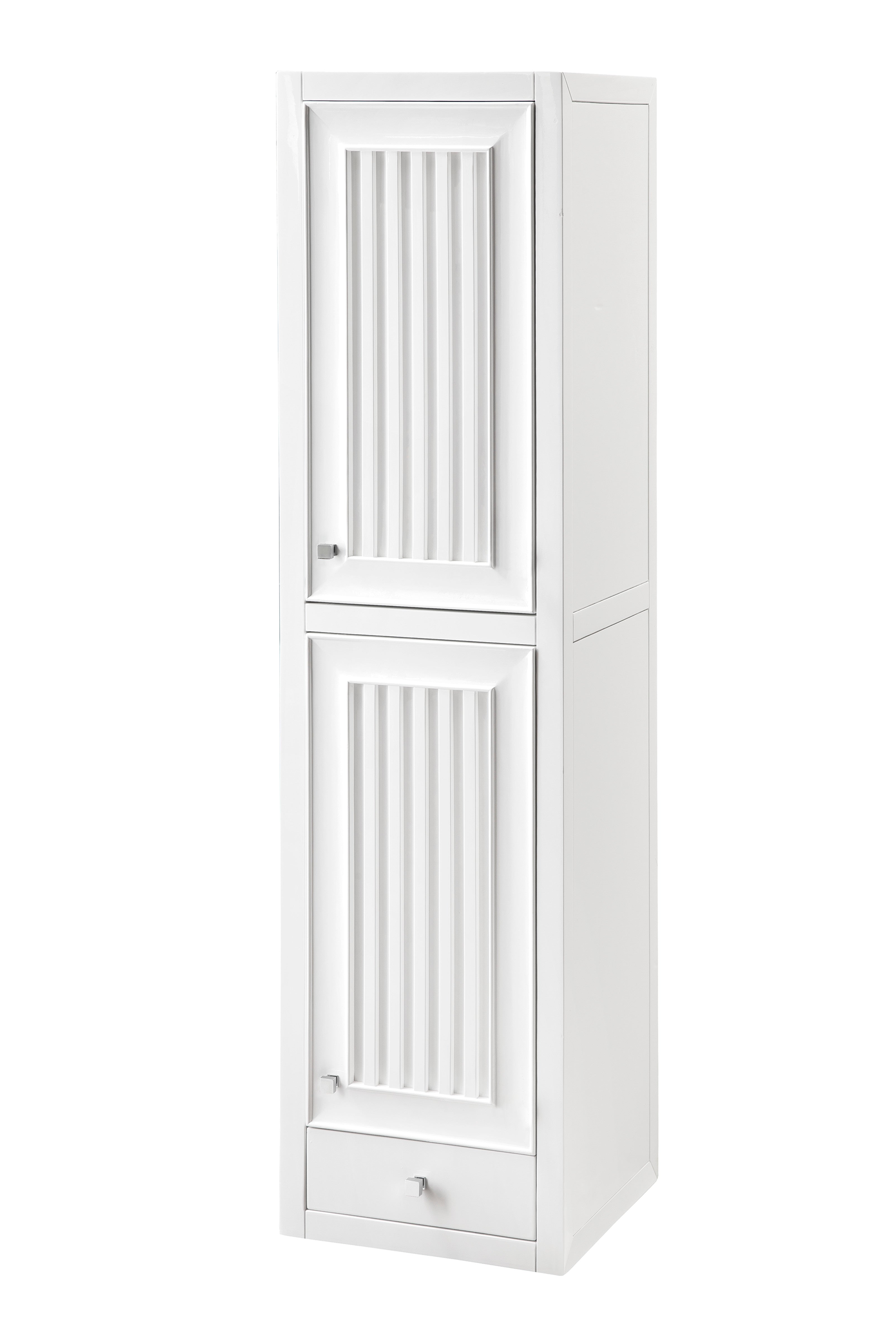 Athens 15 Tower Hutch Right Glossy White - Modern Office Desk Organizer for Home & Workspace Storage