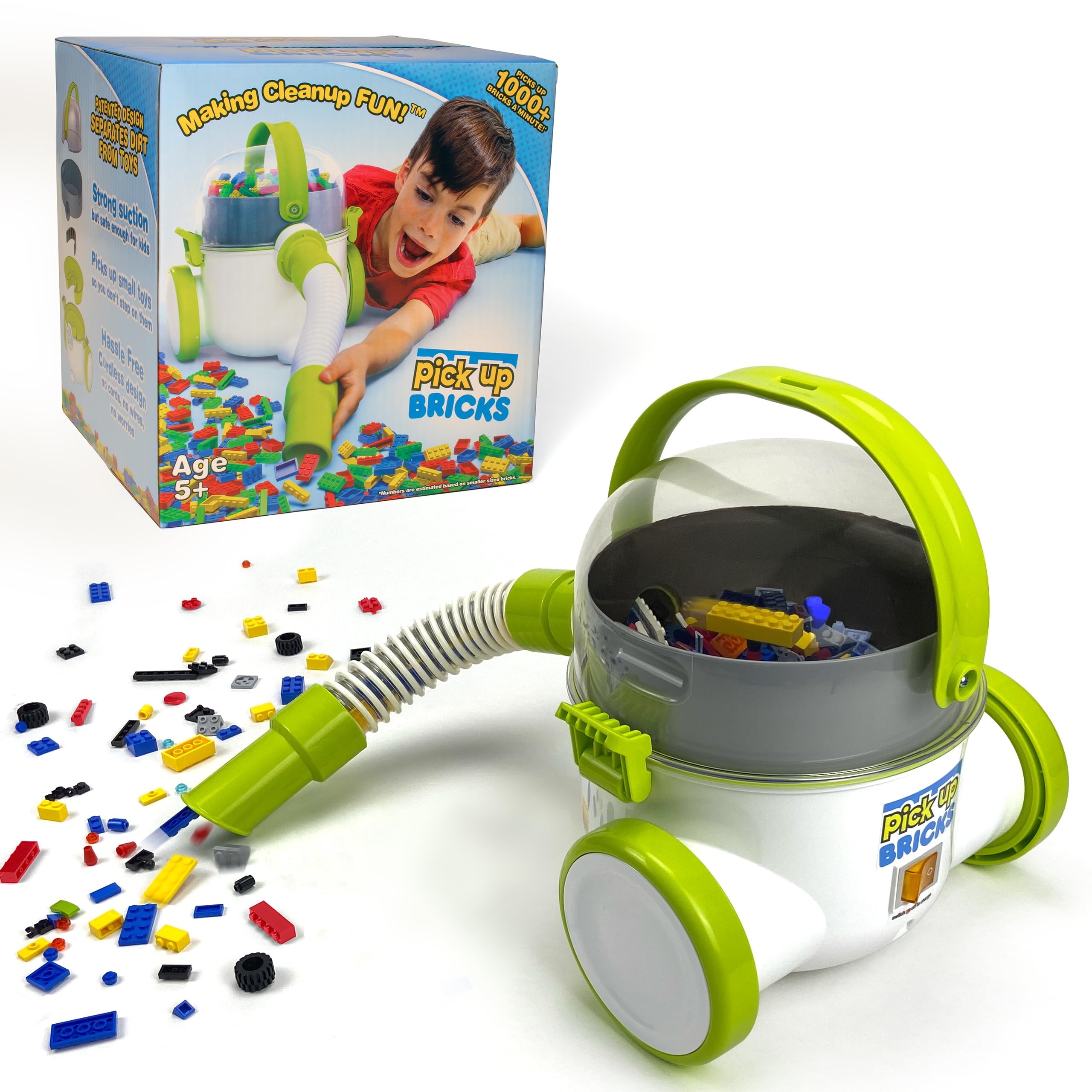 Kids Toy Cleanup Vacuum - Works with LEGO Bricks, LOL Doll Accessories & More | Fun Cleaning Toy for Boys & Girls Ages 4-9 | Perfect for Playroom Organization & Pretend House Cleaning Games