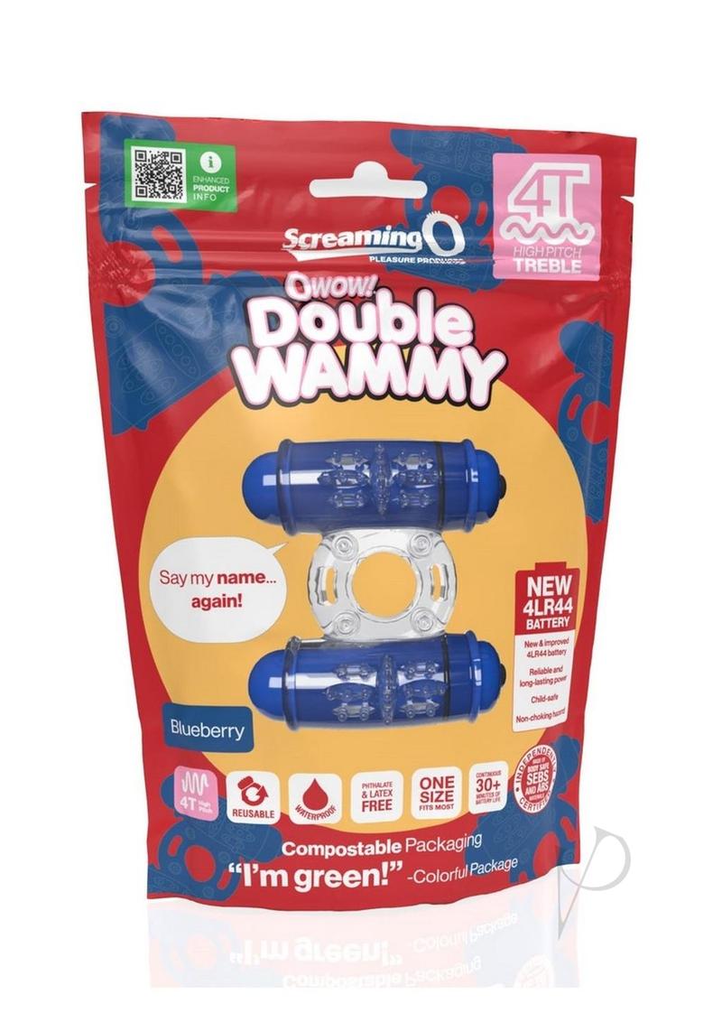 4T Double Wammy Silicone Dual Vibrating Couples Cock Ring - Blueberry - Enhance Intimacy & Pleasure for Couples in the Bedroom