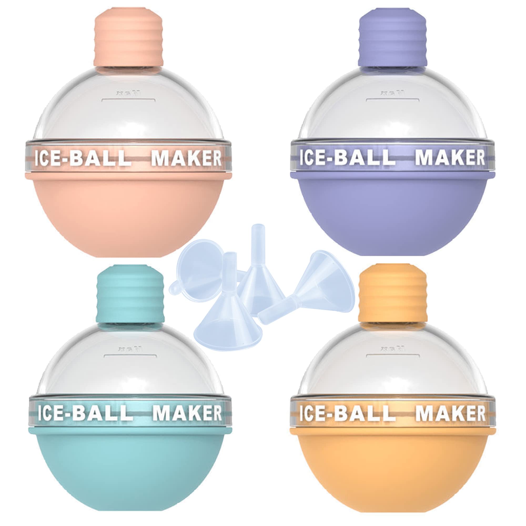 4 Pack Reusable Ice Ball Molds - 2.6 Inch Round Sphere Ice Maker for Whiskey, Cocktails & Drinks - Perfect for Home Bars, Parties & Summer Beverages