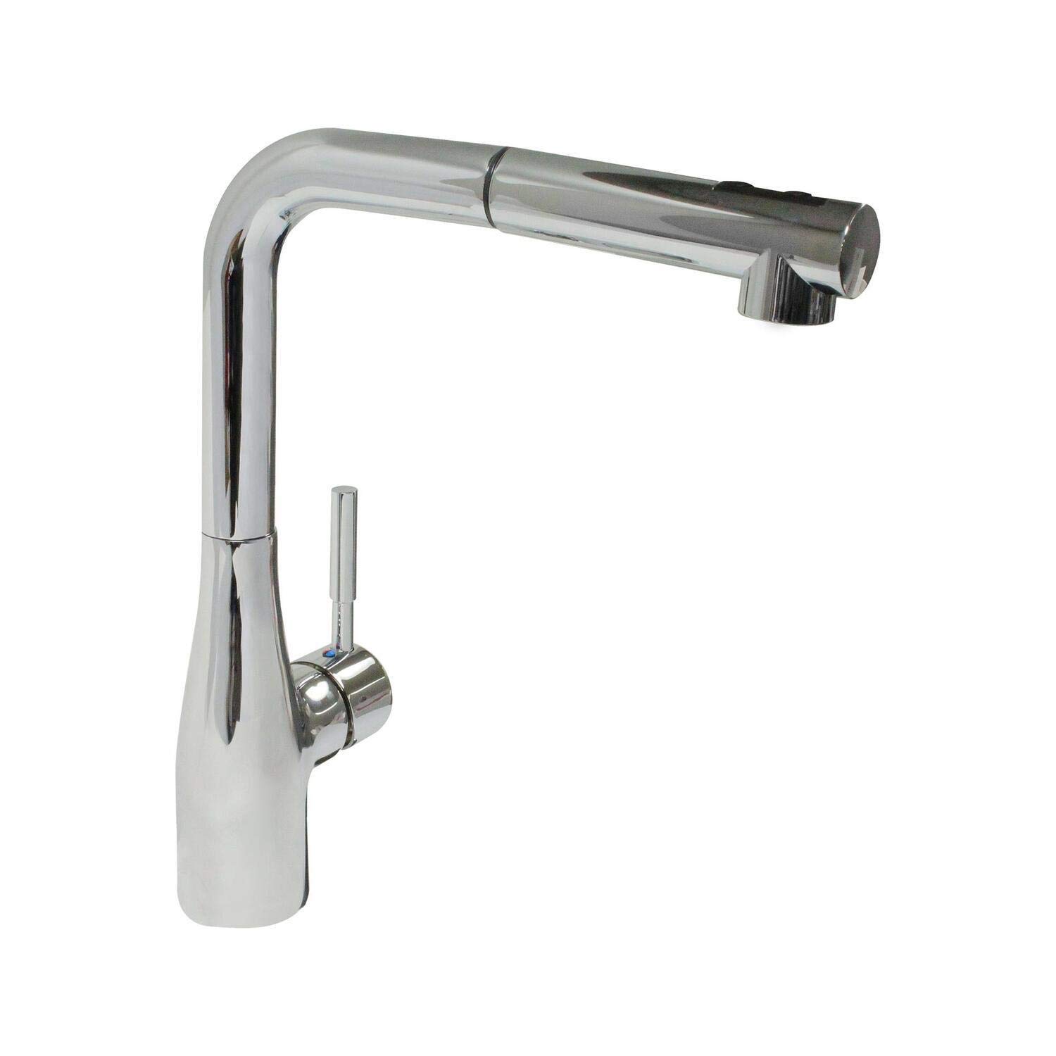 Premium Single Hole Kitchen Faucet with Pull-Out Sprayer and Side Lever - Modern Design for Easy Dishwashing, Food Prep & Sink Cleaning (Brushed Nickel/Chrome Finish)