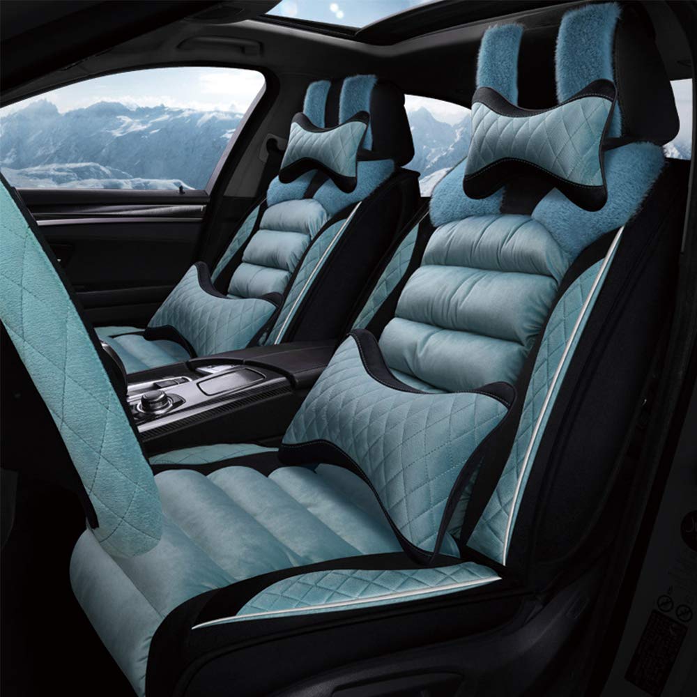 Premium Car Seat Cushion for Height Adjustment & Back Pain Relief - Universal Fit Memory Foam Seat Pad with Airbag Compatible Design - Winter Warm Plush Car Seat Cover Set for Comfortable Long Drives & Commuting