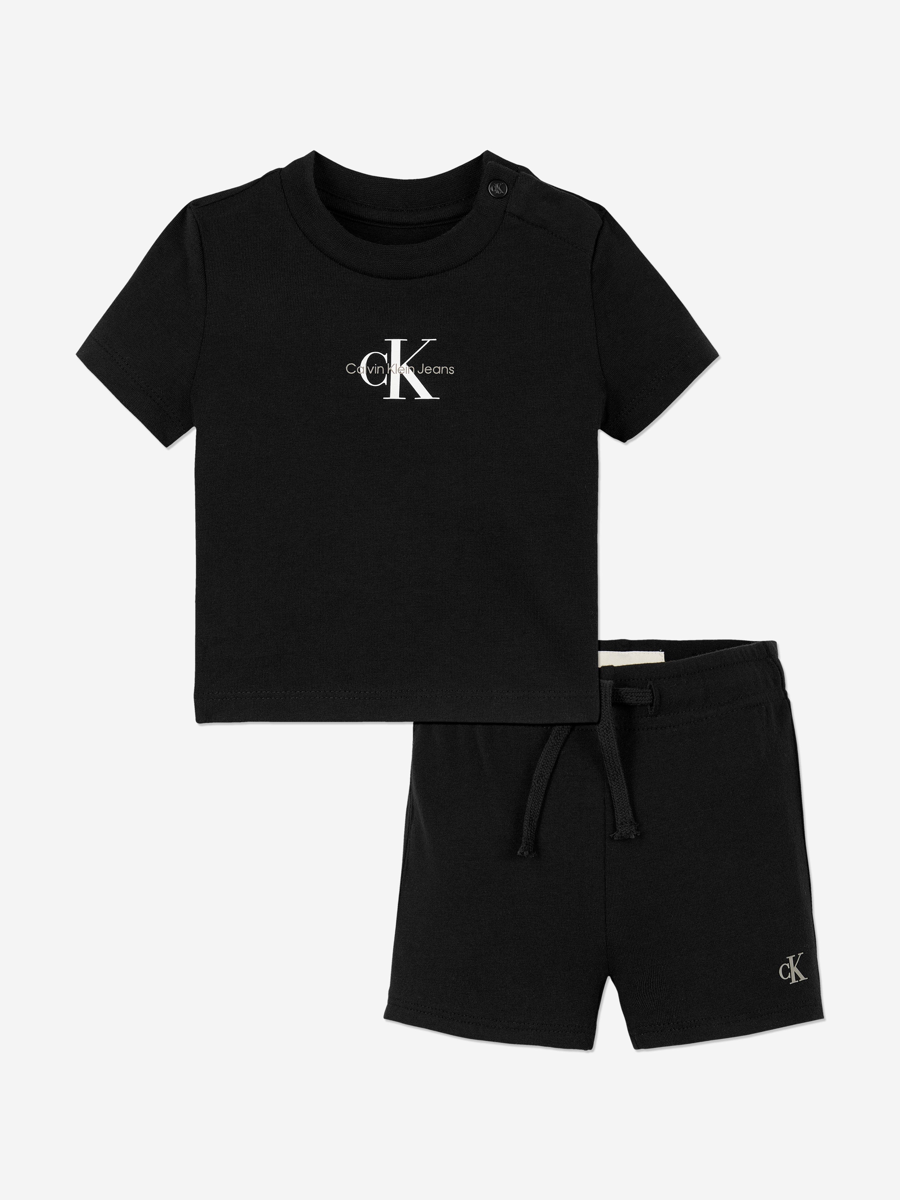 Personalized Baby Monogram Logo Short Sleeve Set - Black Cotton Outfit for Newborns & Infants | Perfect for Family Photos, Birthdays & Special Occasions