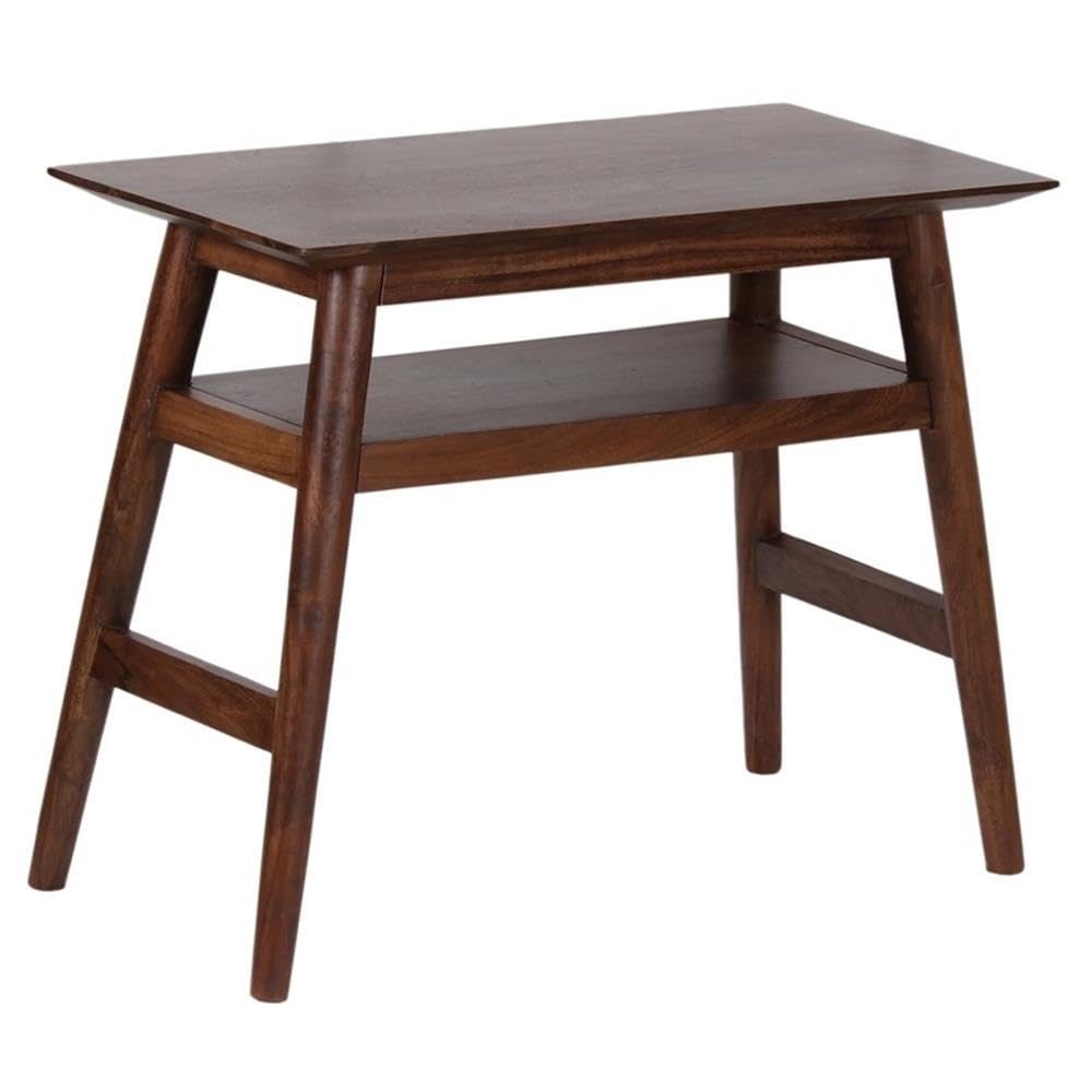 Porter Designs Portola End Table - Brown Wooden Side Table for Living Room, Bedroom, or Office - Perfect for Lamps, Books, and Decor