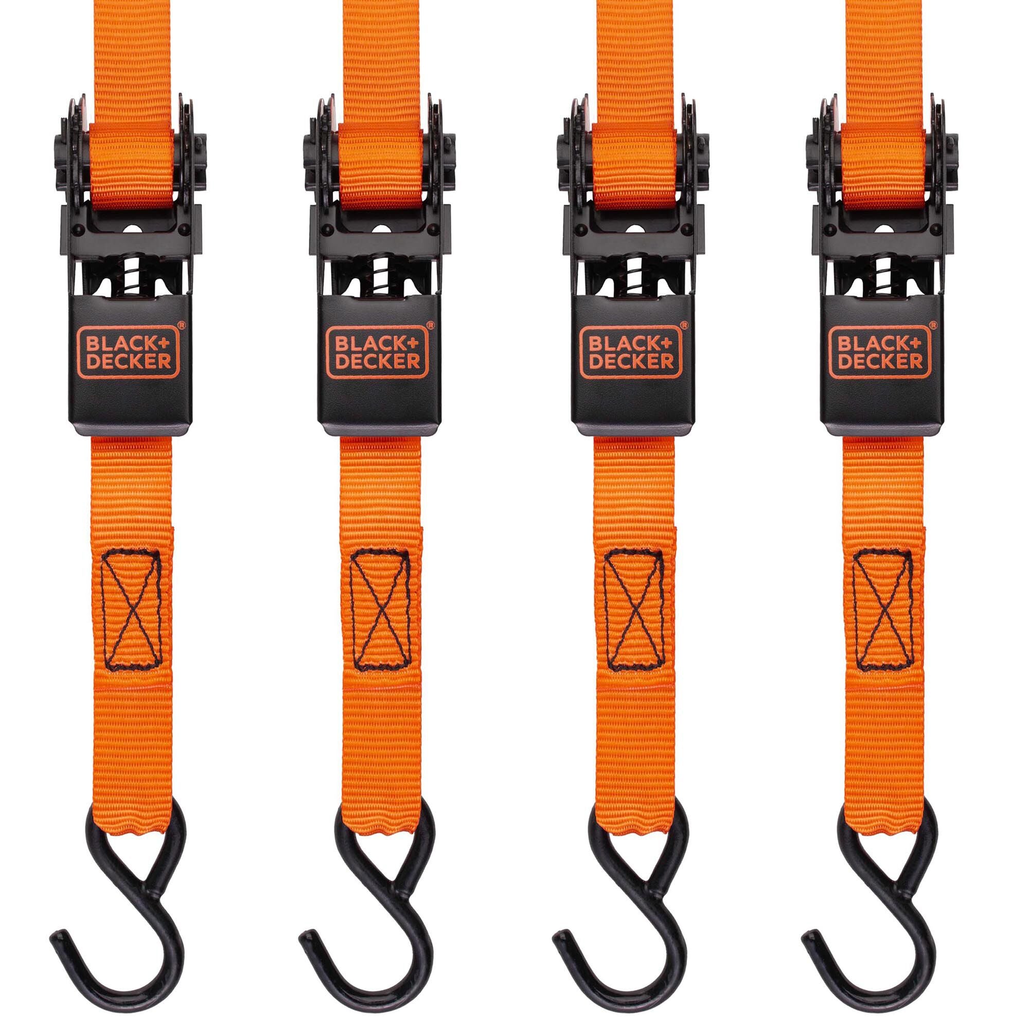 1 in. x 10 ft. Heavy Duty Ratchet Tie Down Straps - 4 Pack with 900 lb Break Strength - Perfect for Securing Cargo, Motorcycles, ATVs & Trailers During Transport