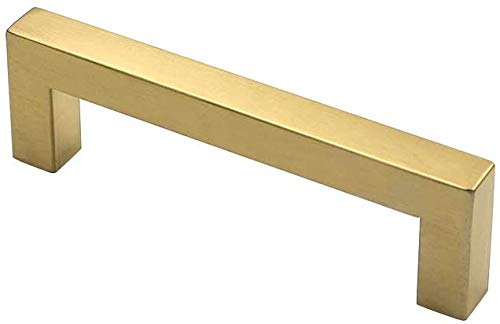 50 Pack Gold Cabinet Pulls 160mm - Stainless Steel Square Drawer Handles for Modern Kitchen & Bathroom Cabinets | Durable Cabinet Hardware for Drawers, Vanities & Furniture (LSJ12GD)