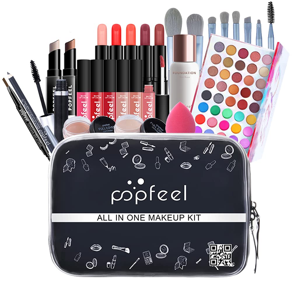 All-in-One Makeup Gift Set for Women - 29 Piece Cosmetic Kit with Lipstick, Eyeshadow, Eyebrow Pencil & Makeup Tools | Perfect for Travel, Birthday Gifts & Everyday Beauty Routine