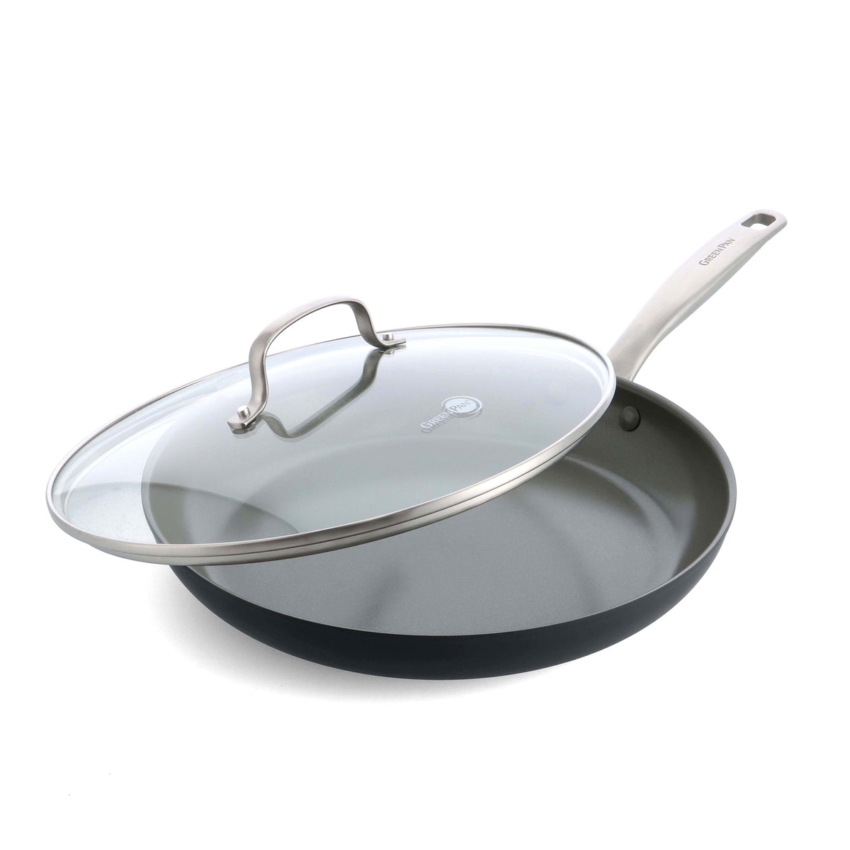 Chatham Ceramic Nonstick 12-Inch Frying Pan with Glass Lid - Healthy Cooking, Easy Clean, Oven Safe to 450°F - Perfect for Sautéing, Frying & Serving Dishes