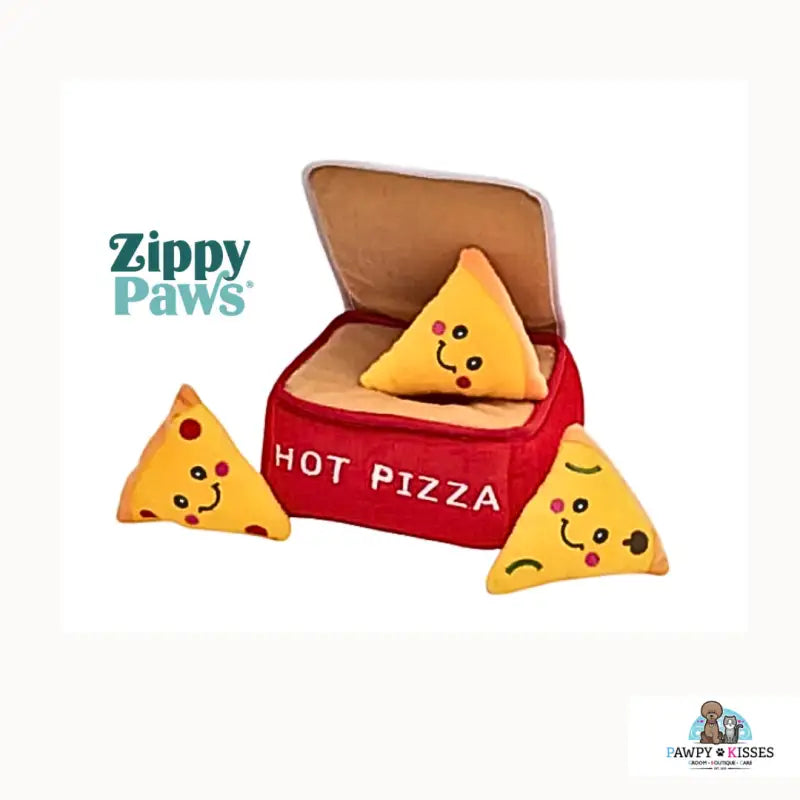 ZippyPaws Burrow Hide & Seek Pizza Box Dog Toy ZP1045 - Interactive Plush Puzzle for Small & Medium Dogs - Perfect for Indoor Play & Training