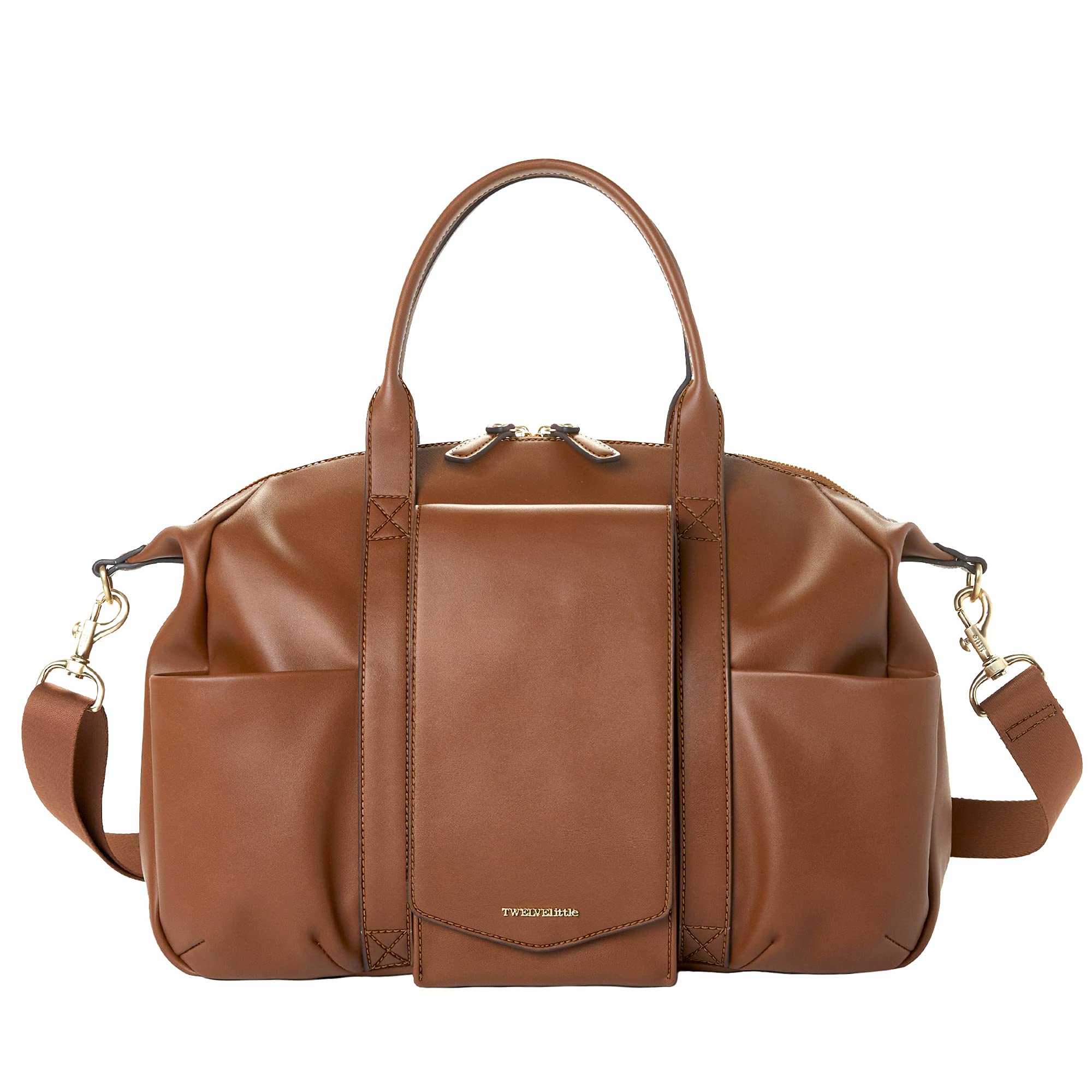 TWELVElittle Peek A Boo Vegan Leather Diaper Bag for Women - Stylish Baby Bag with Wipes Pouch & Changing Mat | Perfect for Moms, Travel & On-the-Go Diaper Changes