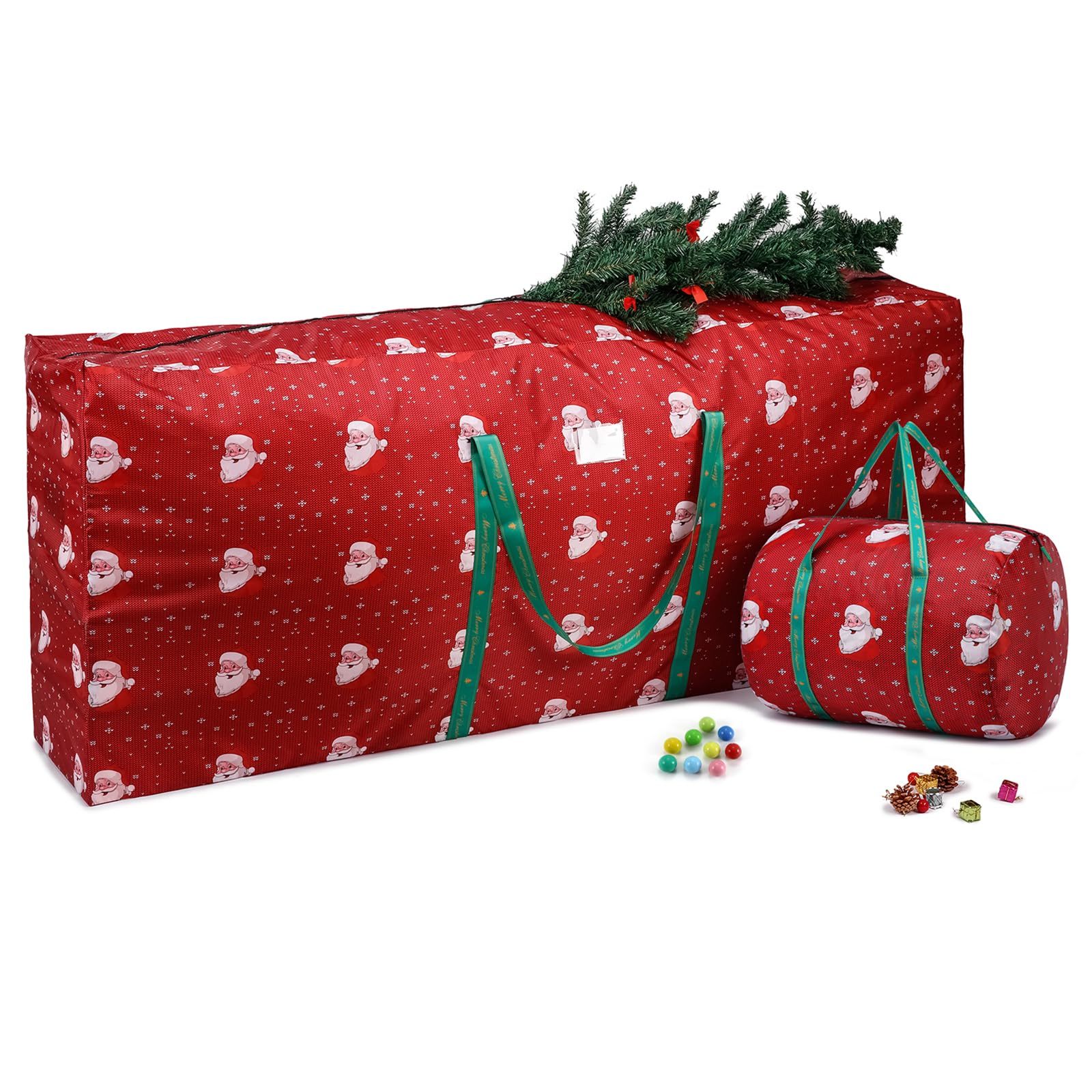 Waterproof Polyester Christmas Tree Storage Bag - X-Large Fits Up to 9ft Trees with Zipper & Bonus Ornament Storage Bag (Red) | Holiday Decor Organization & Seasonal Storage Solution