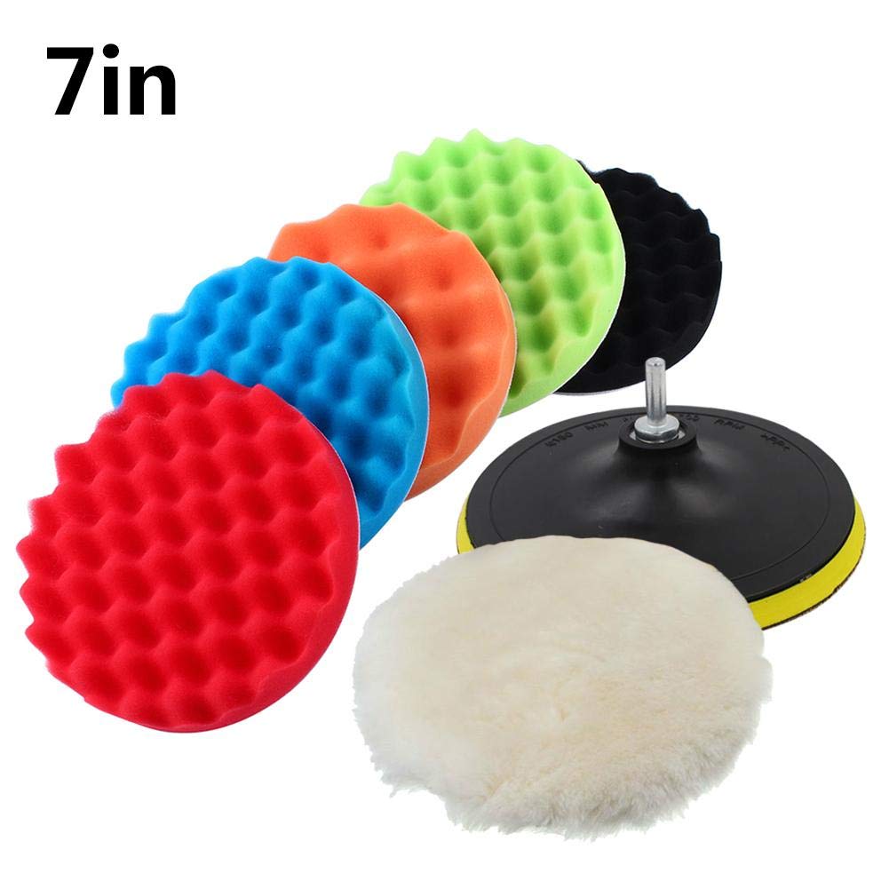 Ejoyous 7 Inch Car Polishing Pads Kit - 6 Pack Drill Buffing Sponge & Foam Wool Pads for Automotive Detailing, Waxing, Sealing & Glaze Application - Perfect for Car Enthusiasts & Professional Detailers