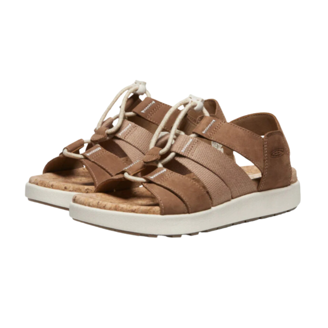 Women's Elle Mixed Strap Sandals in Toasted Coconut/Birch - Comfortable Regular Width Casual Shoes for Beach, Summer & Everyday Wear