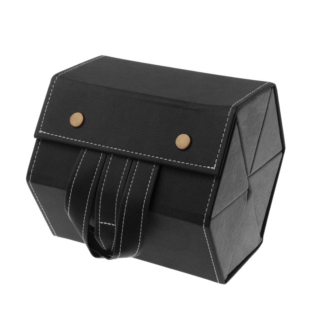 6-Slot Foldable PU Leather Sunglasses Case - Travel Eyeglass Organizer with Hanging Hook | Black Eyewear Display Holder for Home, Office & Travel Accessories