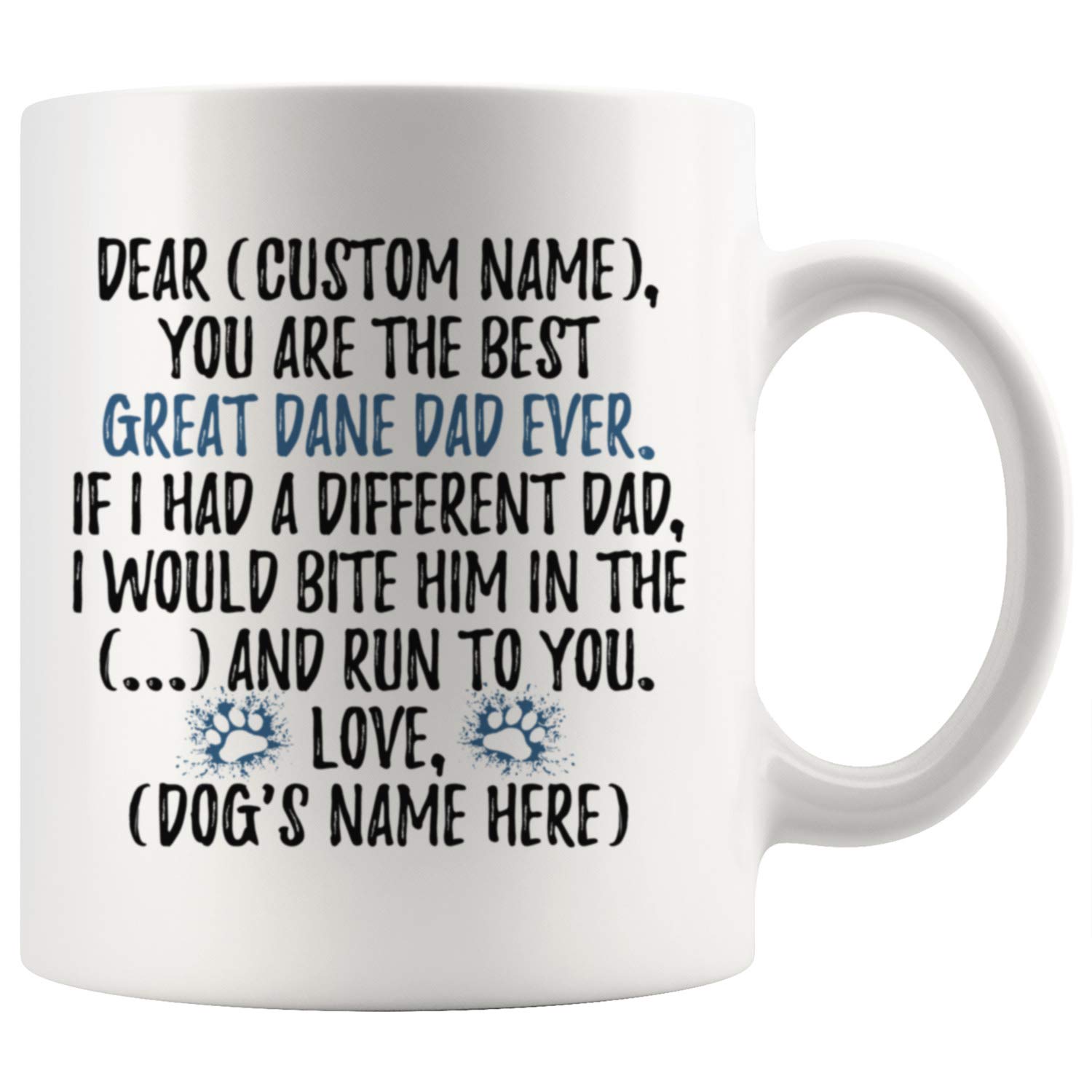 Personalized Great Dane Dog Dad Mug - 11 oz Custom Coffee Cup for Great Dane Owners - Perfect Gift for Dog Lovers & Fathers Day Present - Ideal for Home, Office & Pet Lovers