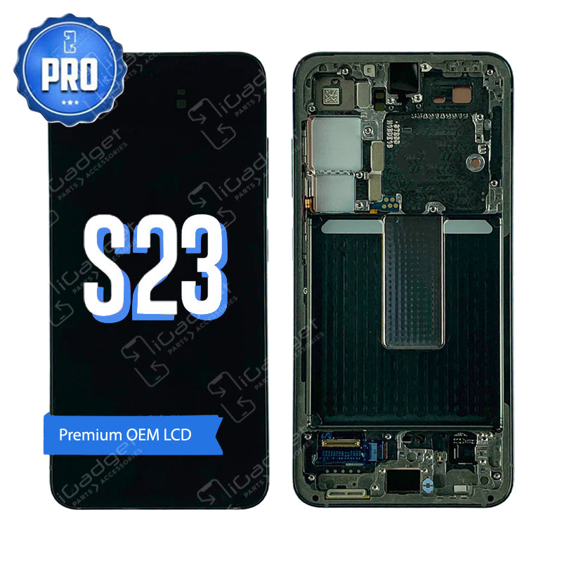 Original Samsung S23 OLED Screen Replacement with Middle Frame - Genuine OEM Part for DIY Phone Repair | Perfect for Cracked/Damaged Display Fix at Home or Shop