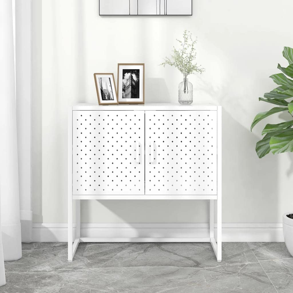 Modern Farmhouse Style Entryway Storage Cabinet - Wooden Kitchen Sideboard, Coffee Bar Cabinet, Buffet Console Table - Perfect for Home, Kitchen & Dining Room (White) | Ideal for Organizing Entryway, Serving Drinks & Storing Dining Essentials