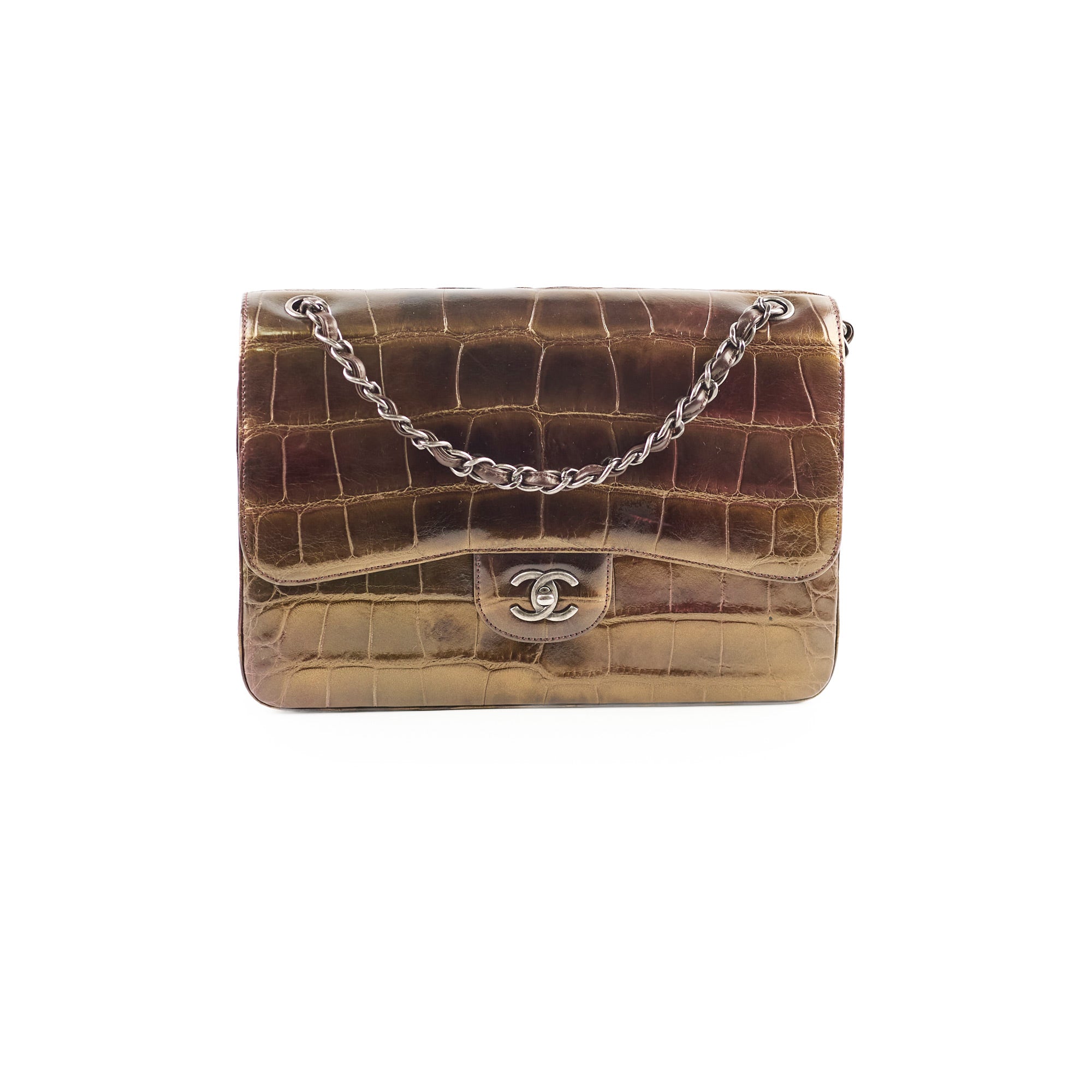 Chanel Metallic Alligator Jumbo 14 Series Luxury Handbag - Perfect for Evening Events, Parties & Special Occasions