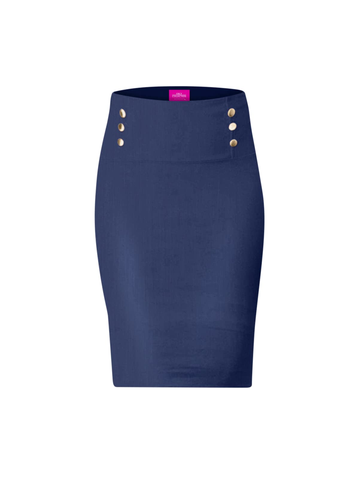 OrlyCollection Women's Elegant Button-Detailed Pencil Skirt - Slim Fit Office Work Skirt for Business Casual & Professional Outfits