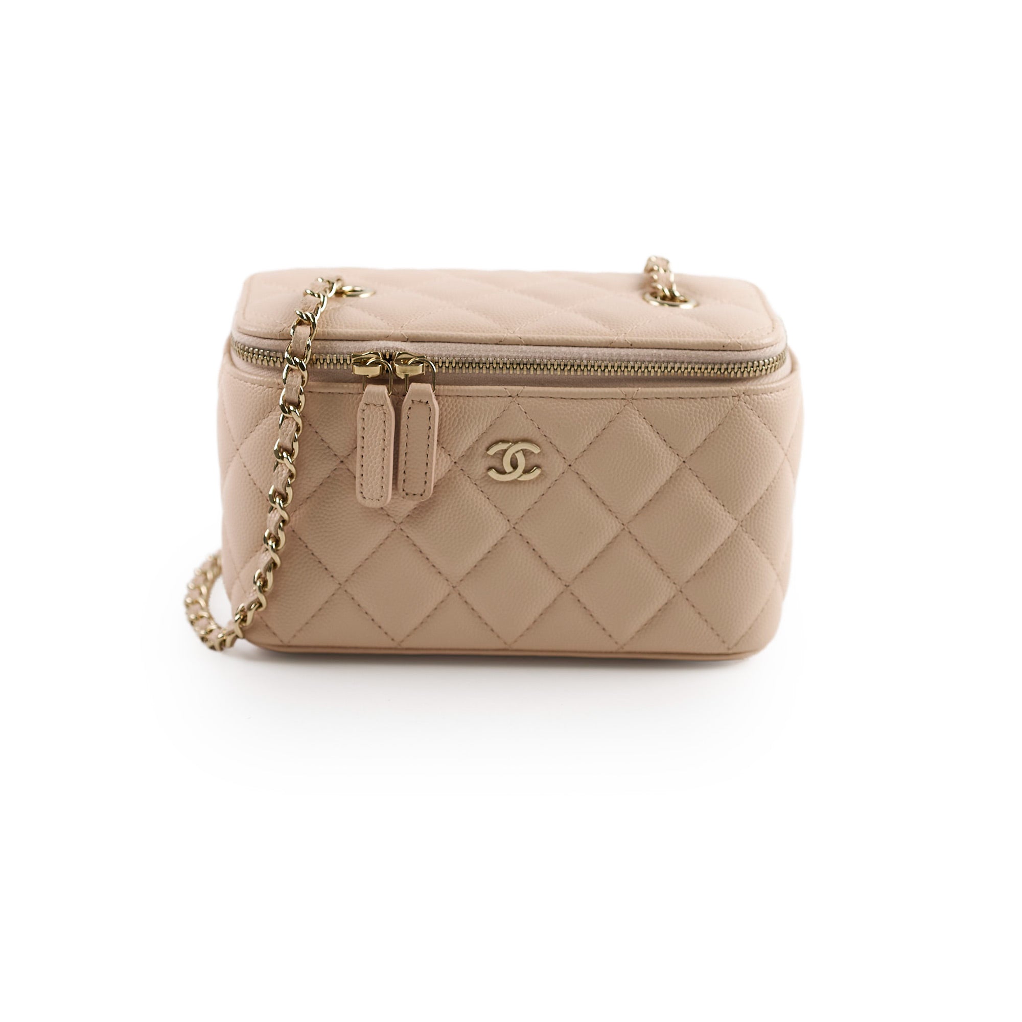 Chanel Mini Vanity Bag Caviar Leather Beige Claire 31 Series 2021 - New Version Luxury Crossbody Bag for Women, Perfect for Parties, Dating & Evening Events