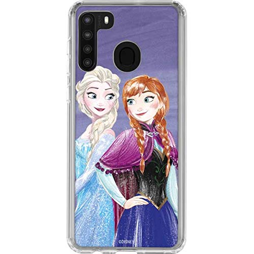 Official Disney Frozen Elsa & Anna Sisters Clear Phone Case for Samsung Galaxy A21 - Protective Slim Fit Cover with Premium Art Design - Perfect for Disney Fans, Kids & Gift Giving