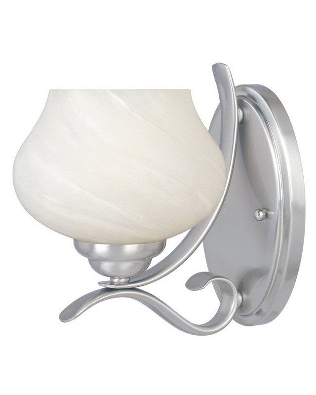 Designers Fountain Lighting 82001 SP One Light Wall Sconce in Satin Platinum Finish - Elegant Wall Light Fixture for Bedroom, Hallway & Living Room Decor