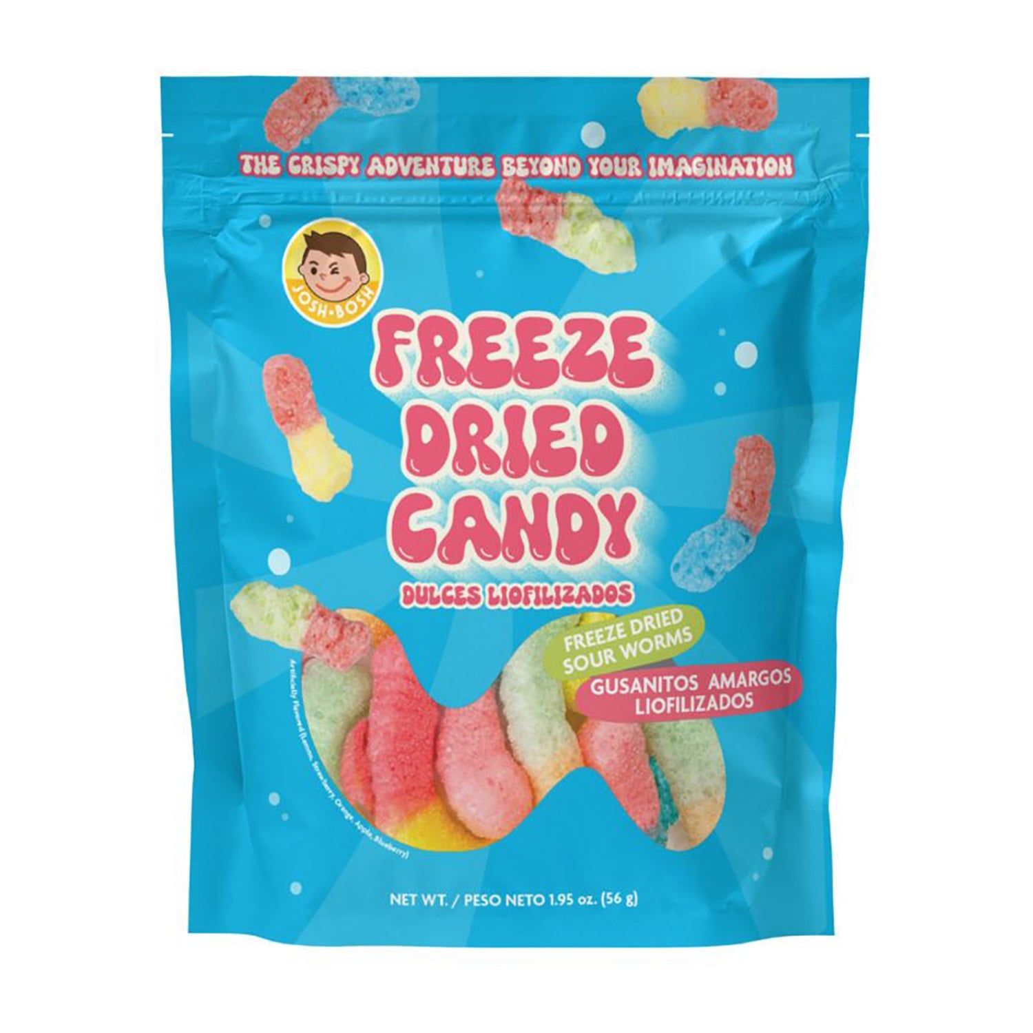 Freeze Dried Sour Worms Candy by Josh Bosh - 1.95oz Bag | Sweet & Tangy Snack for Parties, Movie Nights & On-The-Go Treats