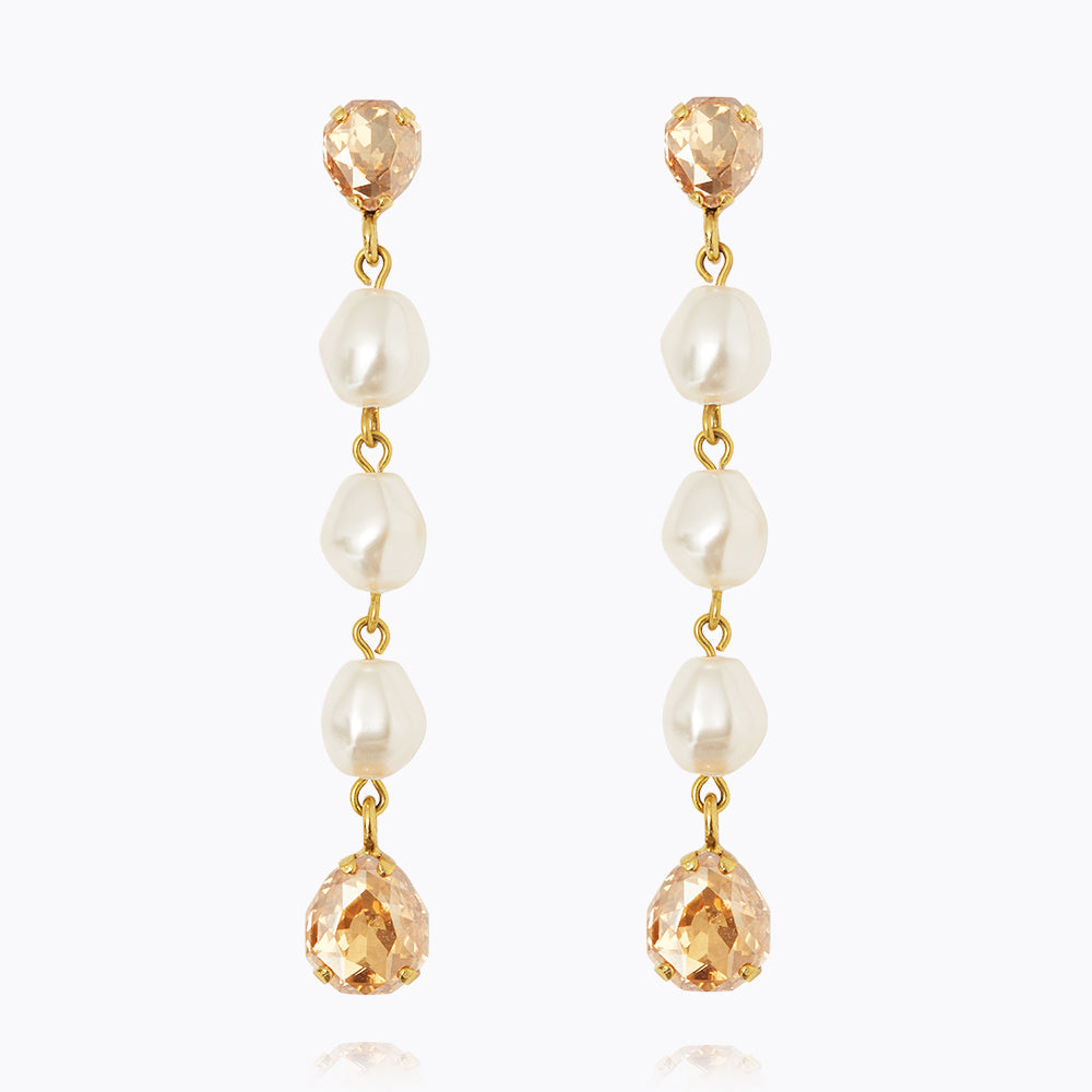 Paloma Pearl & Gold Shadow Earrings – Elegant Dangle Earrings for Women, Perfect for Weddings, Parties & Special Occasions