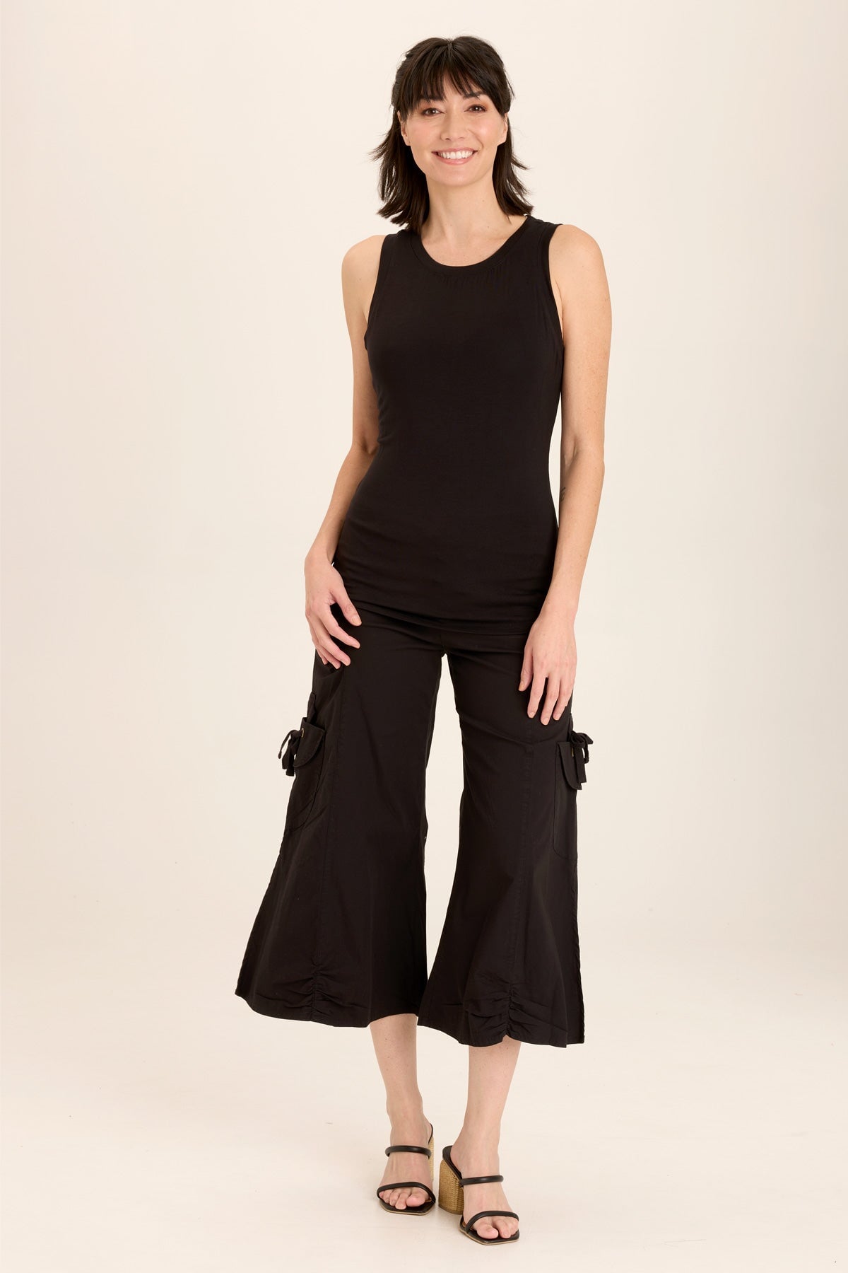 Cargo Gaucho Crop Pants - Women's High Waisted Utility Pants with Pockets | Perfect for Hiking, Travel & Outdoor Adventures
