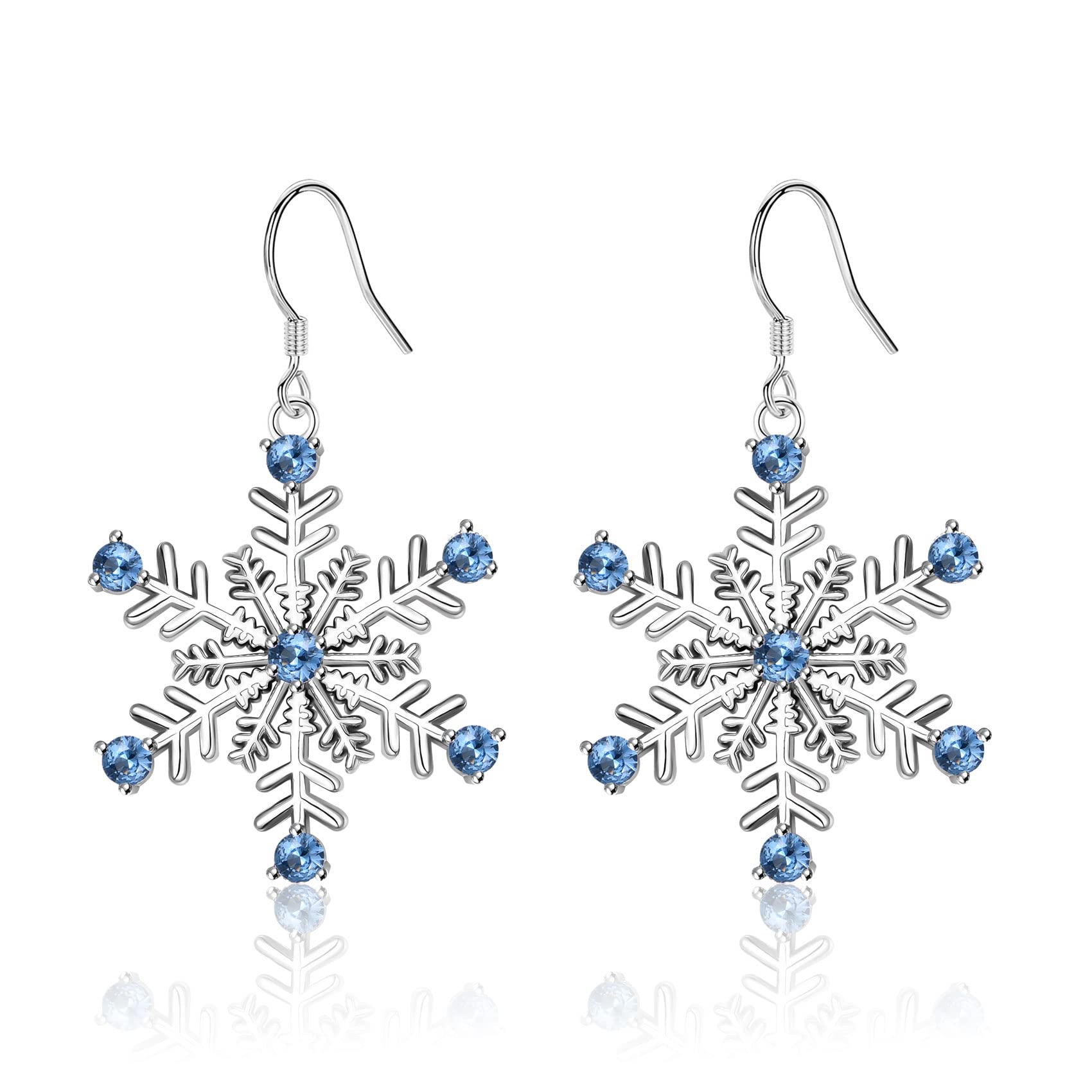 CERSLIMO Silver Snowflake Drop Earrings for Women - White Cubic Zirconia Christmas Dangle Earrings | Elegant Holiday Jewelry Gift for Her, Mum, Daughter | Perfect for Christmas Parties, Office Celebrations & Festive Gatherings