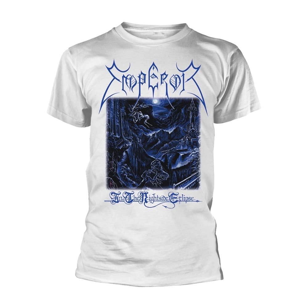 Emperor Men's 'In The Nightside Eclipse' Band T-Shirt - White | Official Black Metal Merch | Perfect for Concerts & Metal Fans