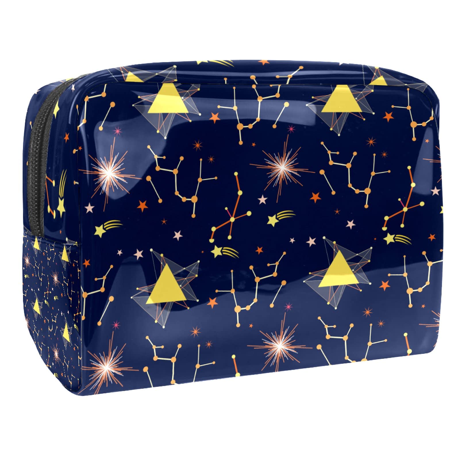 Personalized Constellation Galaxy PVC Cosmetic Makeup Organizer Bag with Zipper - Waterproof Travel Toiletry Pouch for Women | Perfect for Travel, Gym & Daily Storage