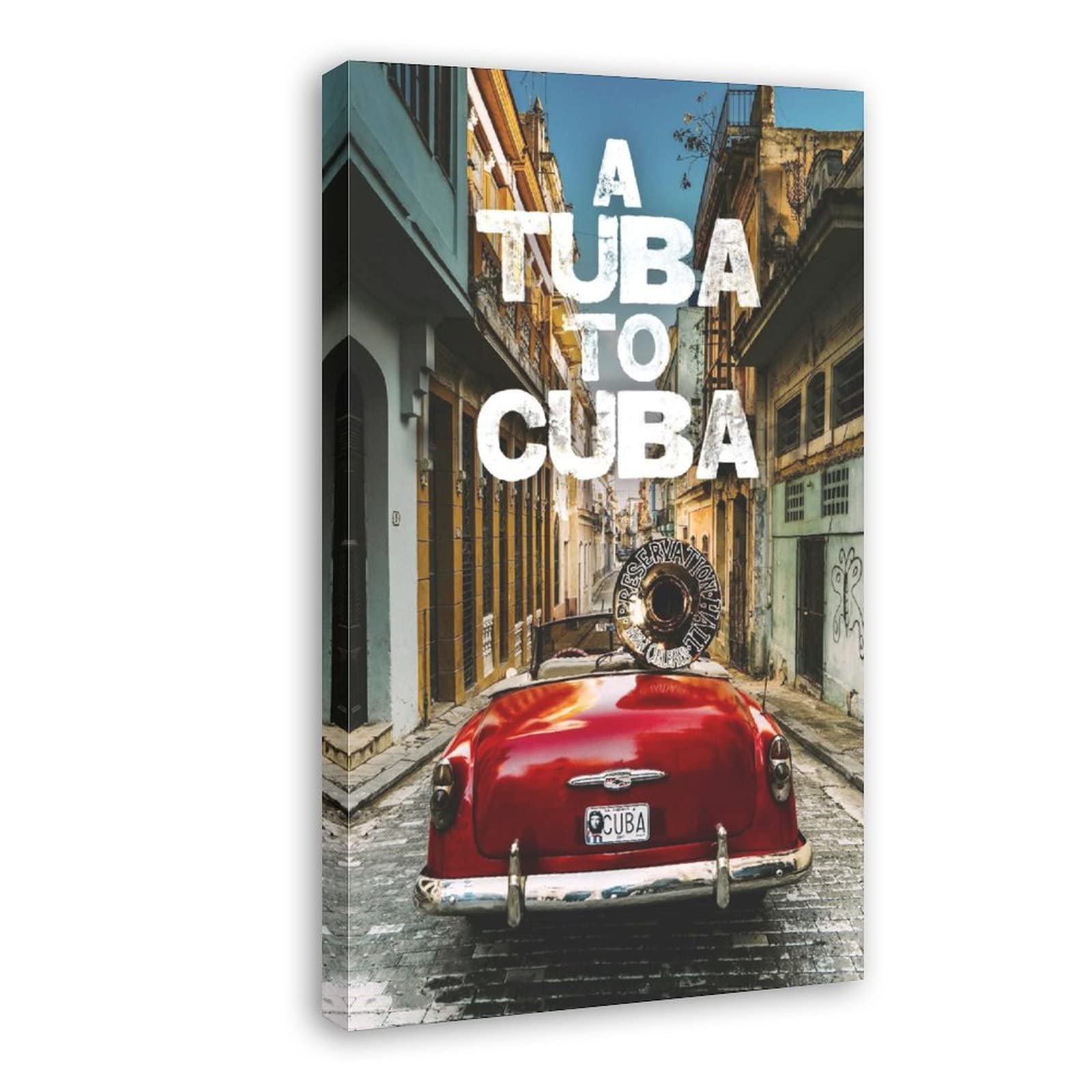 Canvas Print 'A Tuba to Cuba' Documentary Movie Poster - 24x36 inch (60x90cm) Framed Wall Art for Bedroom, Office & Home Decor - Perfect Gift for Music & Film Lovers - Jazz-Themed Room Decor & Movie Night Wall Art